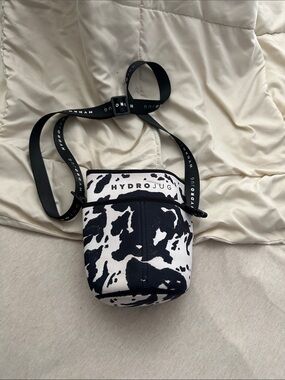 HydroJug Black & White Cow Print Crossbody Bottle Holder
